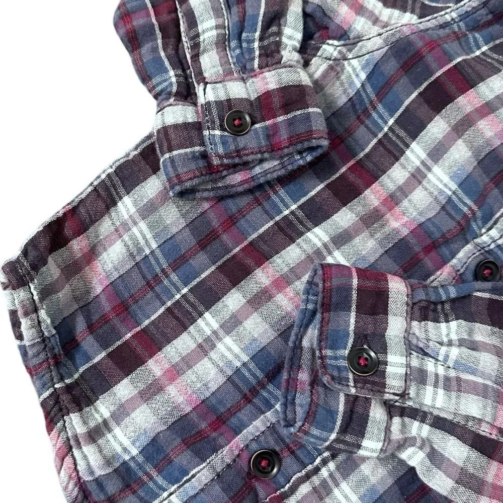 OshKosh B'Gosh 18m Boys Red Blue plaid long sleeve button down collared shirt